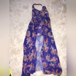 New never used flower silky around neck romper